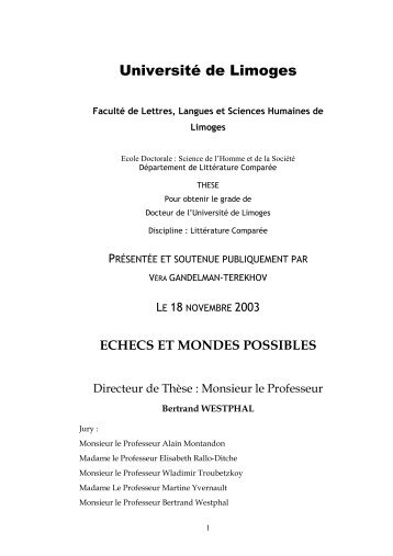 Echecs et mondes possibles - Epublications - Université de Limoges