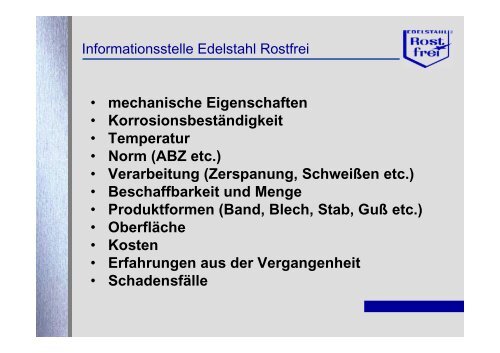 Edelstahl Rostfrei - Die werkstoffgerechte Bestellung