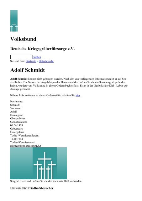 Adolf Schmidt - Volksbund Deutsche Kriegsgräberfürsorge e.V.