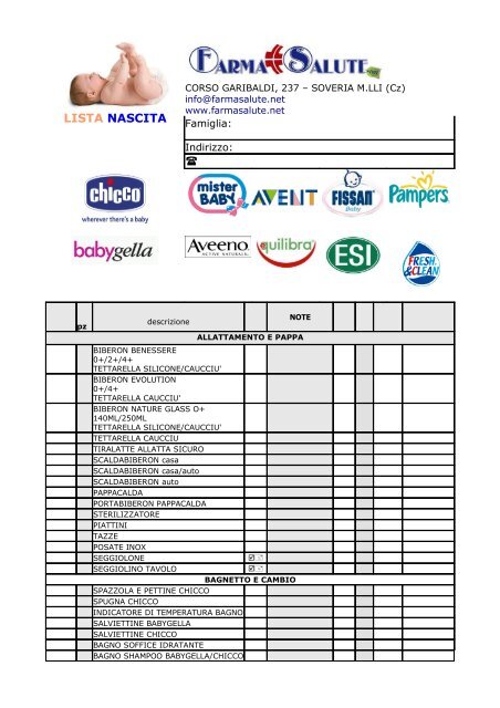 LISTA NASCITA - Farmasalute.net