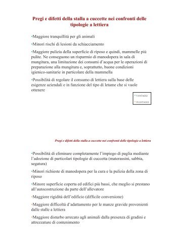 Pregi e difetti della stalla a cuccette nei confronti delle tipologie a ...