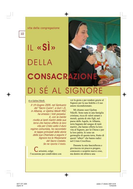 SETT OTT 2009 TIPOGRAFO - Suore Missionarie del Sacro Costato