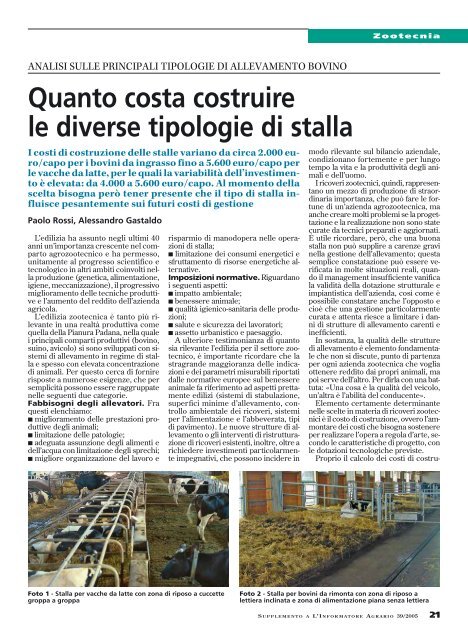 Quanto costa costruire le diverse tipologie di stalla - Centro ...