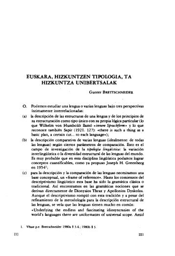 euskara, hizkuntzen tipologia, ta hizkuntza ... - Euskaltzaindia