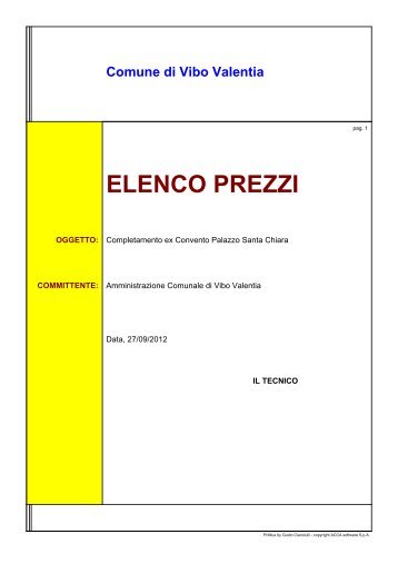 ELENCO PREZZI - Provincia di Vibo Valentia