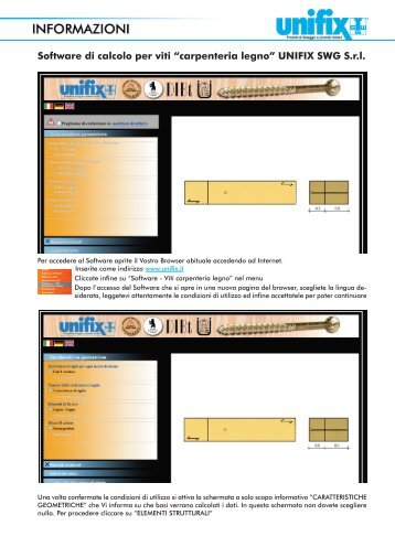 Software di calcolo per viti “carpenteria legno” UNIFIX SWG S.r.l.