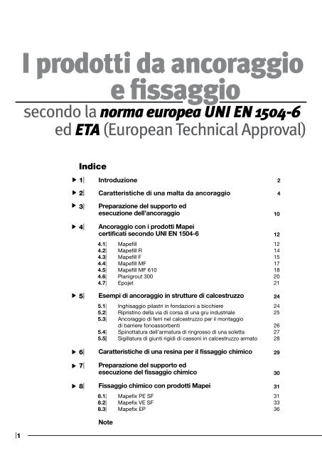 I prodotti da ancoraggio e fissaggio - Mapei