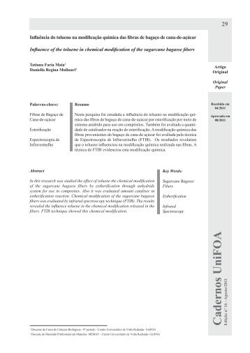 Influência do tolueno na modificação química das fibras ... - UniFOA