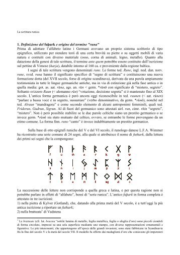 Scrittura RUnica - Facoltà di Scienze della Formazione