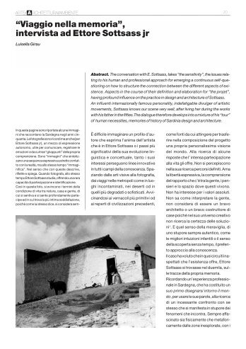 “Viaggio nella memoria”, intervista ad Ettore Sottsass jr