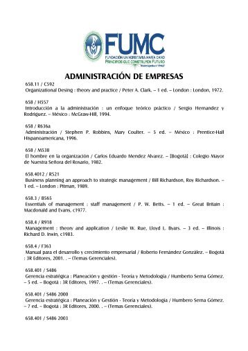 administracion de empresas - Fundación Universitaria María Cano