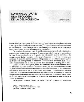 CONTRACULTURAS: UNA TIPOLOGIA DE LA DELINCUENCIA