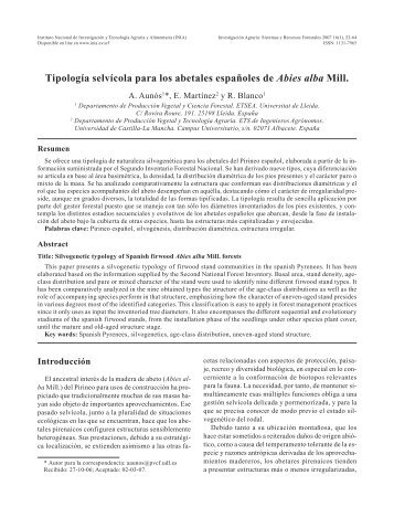 Tipología selvícola para los abetales españoles de Abies alba Mill.