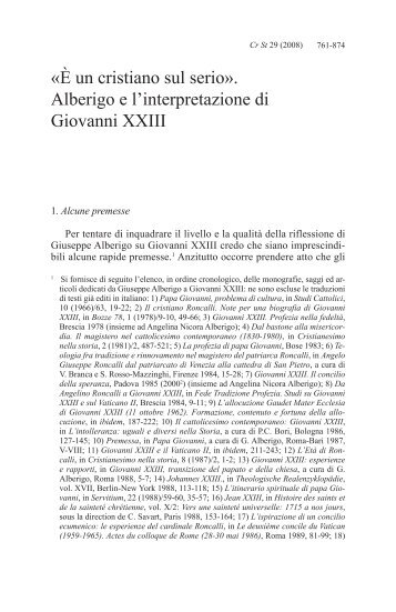 «È un cristiano sul serio». Alberigo e l'interpretazione di Giovanni XXIII