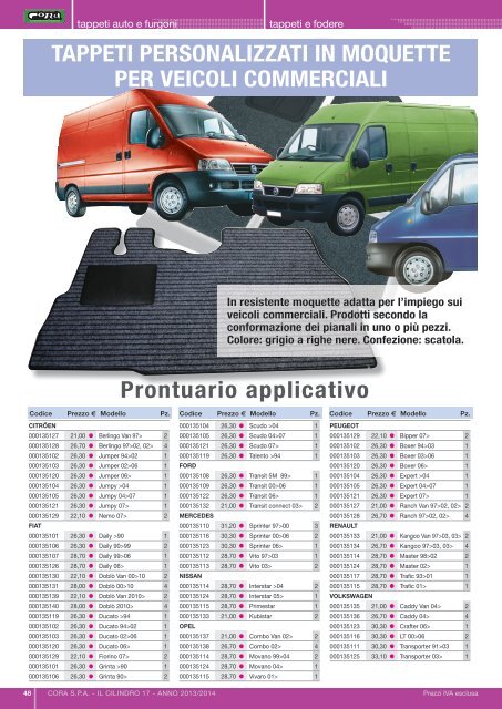 tappeti per auto - DbWeb - Co.ra SpA - Cora