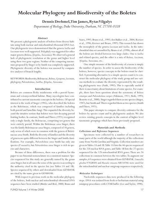 Molecular Phylogeny and Biodiversity of the Boletes