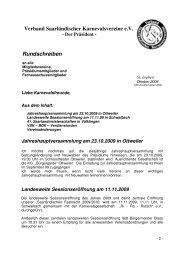 Rundschreiben Verband Saarländischer Karnevalsvereine e.V.