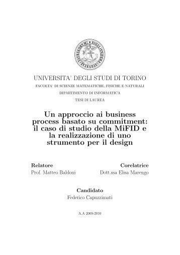 Un approccio ai business process basato su commitment: il caso di ...