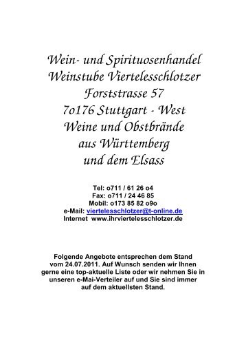 Wein- und Spirituosenhandel Weinstube Viertelesschlotzer ...