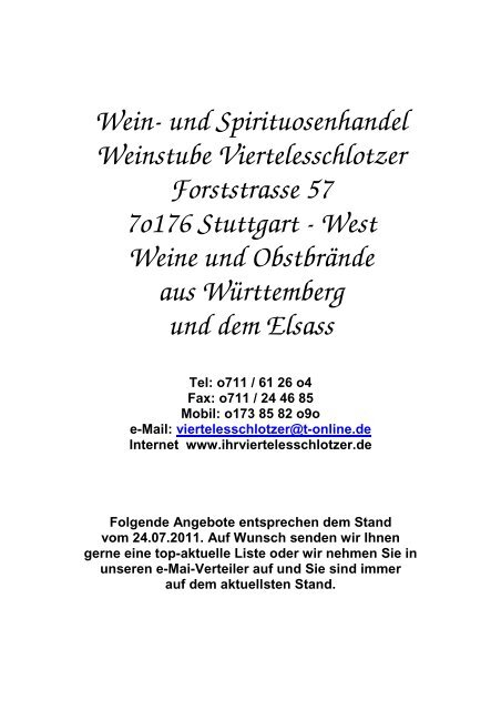 Wein- und Spirituosenhandel Weinstube Viertelesschlotzer ...