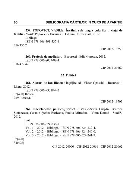 Bibliografia CIP - octombrie 2012