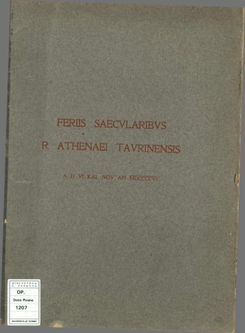 feriissaecularibusr.athenaeitaurinensisadvikalnovanmdccccvi