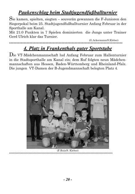 VT-Ticker Ausgabe 1-2011 - VT Frankenthal