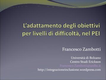 L'adattamento degli obiettivi per livelli di difficoltà, nel PEI - Istituto ...