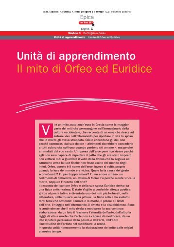 Unità di apprendimento Il mito di Orfeo ed Euridice - Q. Orazio Flacco