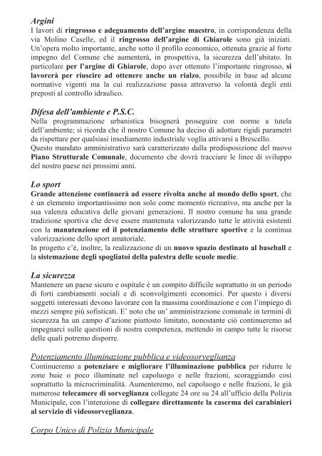 presentazione al consiglio comunale delle linee programmatiche ...