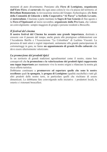 presentazione al consiglio comunale delle linee programmatiche ...