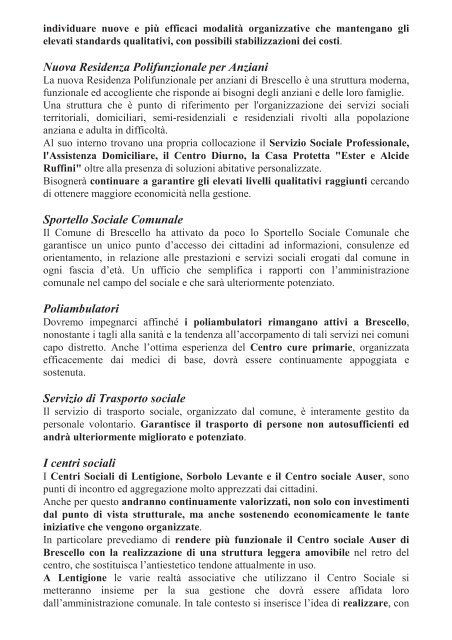 presentazione al consiglio comunale delle linee programmatiche ...