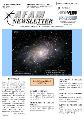n.084-2007 - Associazione Friulana di Astronomia e Meteorologia