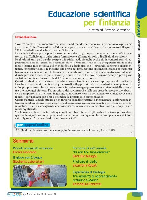 Educazione scientifica per l'infanzia - Scienze della Formazione