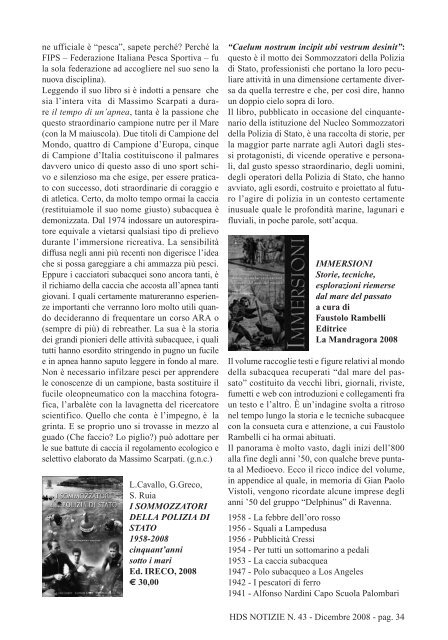 HDS NOTIZIE N. 43 - Dicembre 2008 - pag. 2 - Historical Diving ...