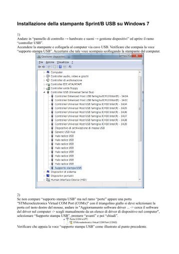 Installazione della stampante Sprint/B USB su Windows 7 - Meteor