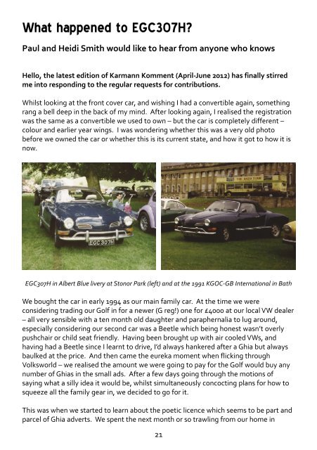 KK July-Sept.indd - Karmann Ghia Owners Club