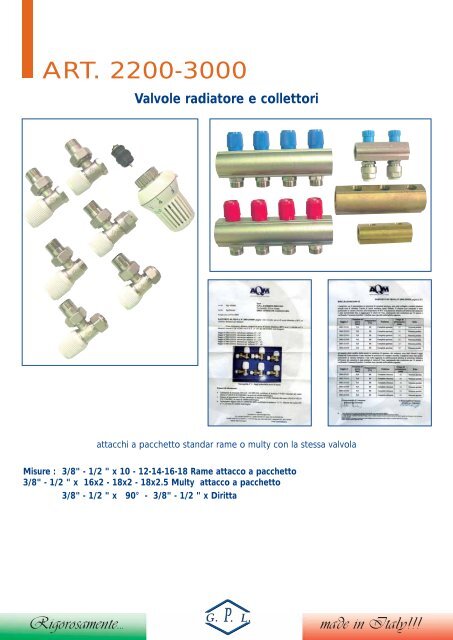 Raccordi e valvolE - < GPL > di Ghidini P.Luigi