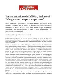 Tentata estorsione da Dell'Utri, Berlusconi: “Mangano ... - Addiopizzo