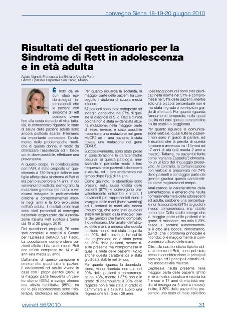 Vivirett 56 - Associazione Italiana Sindrome di Rett