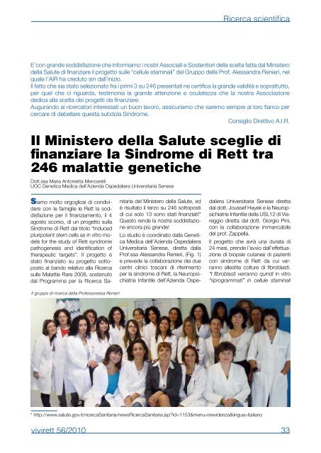 Vivirett 56 - Associazione Italiana Sindrome di Rett