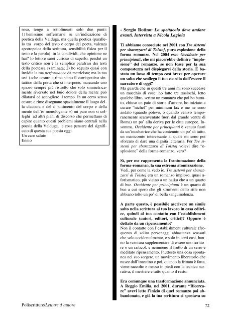 POLISCRITTURE Rivista di ricerca e cultura critica Numero prova ...