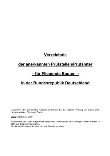 Verzeichnis der anerkannten Prüfstellen/Prüfämter - Krasenbrink + ...