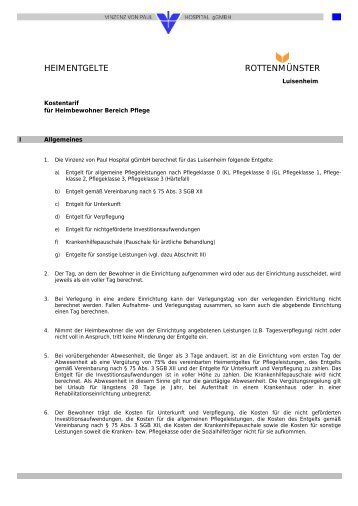 Kostentarif Luisenheim Pflege (PDF) - Vinzenz von Paul Hospital