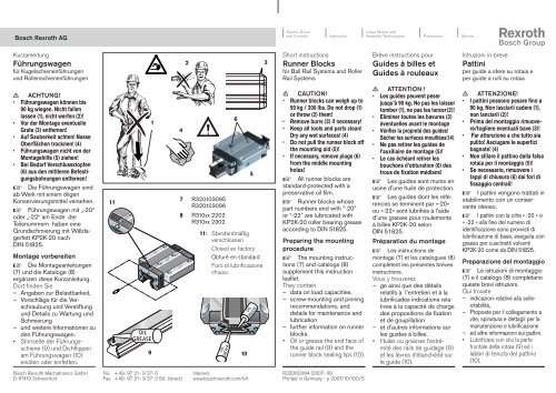 Führungswagen Runner Blocks Guides à billes et ... - Bosch Rexroth