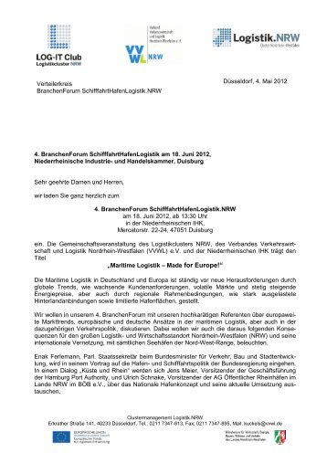 4. BranchenForum SchifffahrtHafenLogistik am 18. Juni 2012 ...