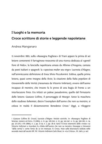 I luoghi e la memoria Croce scrittore di storie e leggende napoletane