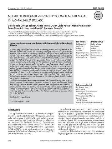 Nefrite tubulo-interstiziale ipocomplementemica in IgG4-related ...