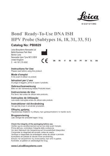 Bond™ Ready-To-Use DNA ISH HPV Probe ... - Leica Biosystems