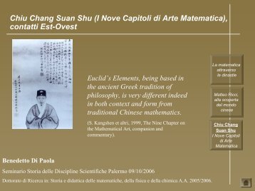 Chiu Chang Suan Shu (I Nove Capitoli di Arte Matematica), contatti ...